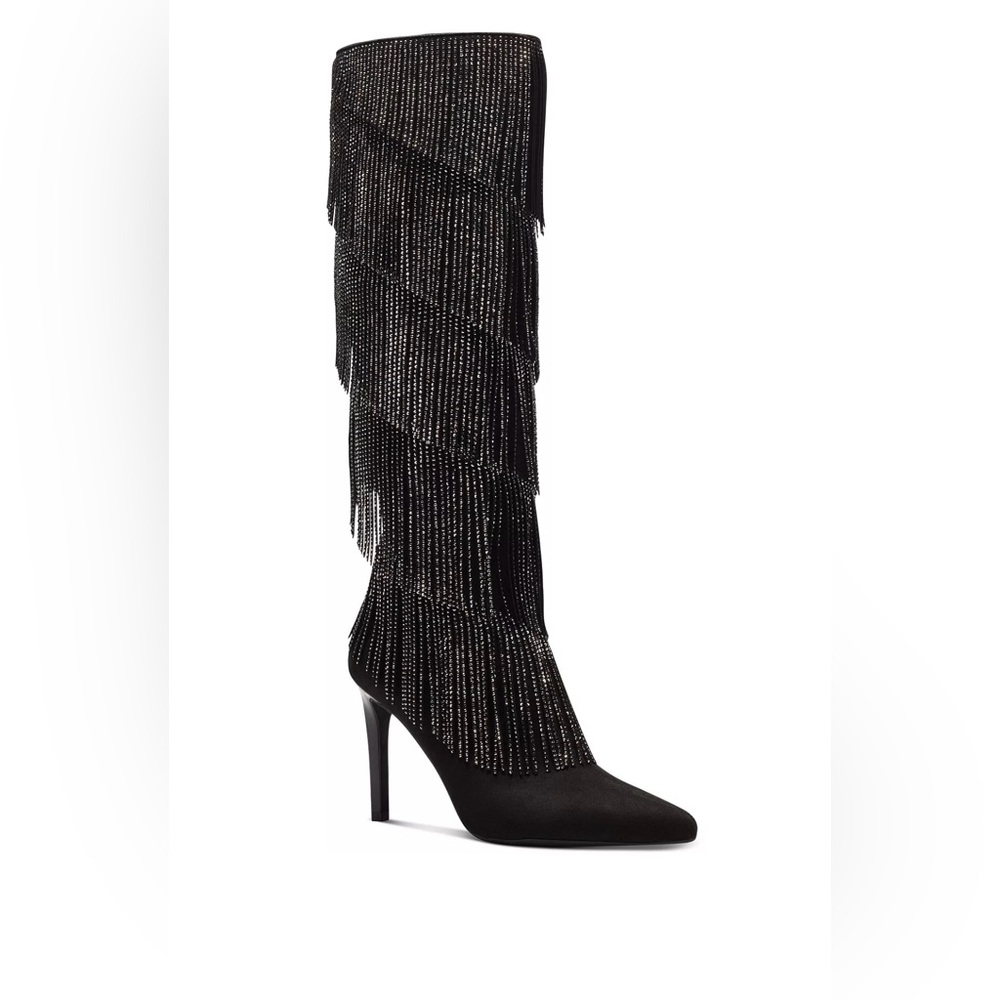 Black Fringe tall heels/boots